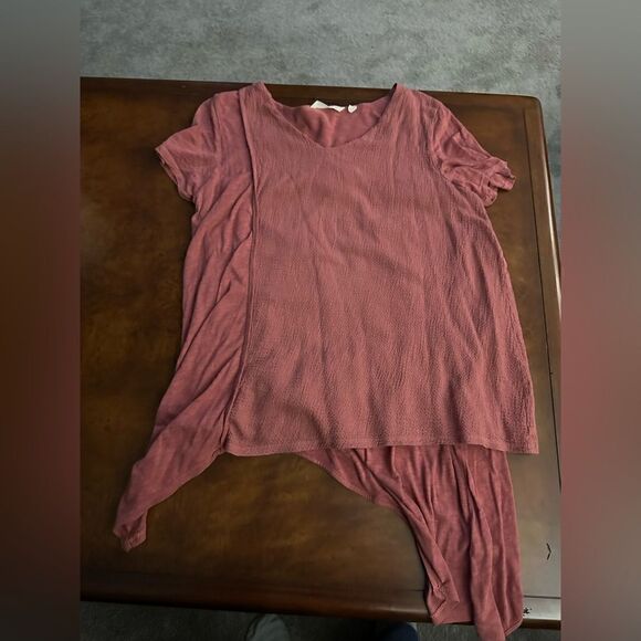 Soft Surroundings Neroli Asymmetrical Hem Tee Red Clay Size Medium - Picture 3 of 14